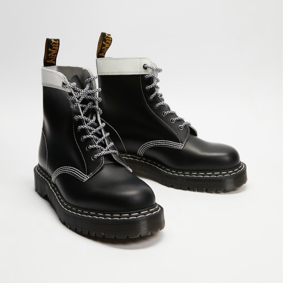 Dr Martens 1460 Pascal Boots Black White size shoes RARE